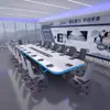 Mesa de Conferencias Pintada Lámpara de Mesa Blanca Larga con Tecnología Moderna Sala de Conferencias Grande Recepción Negociación Combinación de Escritorio y Silla de Oficina