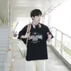 Suministro directo de fábrica camiseta de manga corta impresa de videojuego pesada de 220 g para hombre y mujer, camiseta de algodón de manga media con sentido juvenil de verano