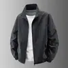 Chaqueta Sencilla de Color Sólido con Cuello Alto para Hombre, Moderna, Duradera, Holgada, Tallas Grandes, Abrigo Casual para Exteriores, Primavera y Otoño para Hombre, Venta al por Mayor