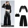 Roupas de Jazz e Hip-Hop para Meninas, Modelo Menina Mostrando a Barriga, Roupas para Performance de Dança na Passarela, Grupo de Dança de Jazz para Meninas, Traje de Hip-Hop