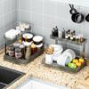 Estante de almacenamiento de doble capa para condimentos de cocina de escritorio de alta venta transfronteriza, gran capacidad extraíble, estante de almacenamiento para fregadero de baño