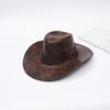 Sombrero de Vaquero Occidental Estilo Caliente Transfronterizo para Exteriores, Visera de Cuero Estampado, Sombrero de Caballero para Hombres y Mujeres, Sombrero de Jazz para Montañismo al Aire Libre