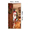 Cortina Decorativa de Porta de Natal Cortina Pendurada Tema de Natal Decoração de Feriado para Casa Loja Cortina de Porta Estampada com Padrão Vermelho e Verde Transfronteiriça