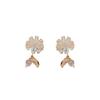 Festival de Primavera de Año Nuevo estilo socialité combinable con todo hojas de circonita de diamantes de imitación pendientes de botón dulces exquisitos Moda de lujo ligero para mujer combinable con todo