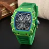 Venta al por mayor de fábrica al contado Comercio exterior transfronterizo Tipo barril Richard Fibra de carbono hueca Tendencia de moda Reloj de cuarzo para hombre