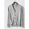 Cárdigan de Punto para Hombre de Comercio Exterior Negocios de Alta Gama Casual Cuello en V Color Sólido Suéter para Hombre Simple de Primavera y Otoño Ropa para Hombre