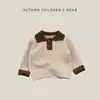 Suéter tipo polo de bloques de color estilo coreano para bebé, polo de punto para niños de otoño e invierno, adecuado para usar en capas o como prenda exterior para bebés y niños pequeños