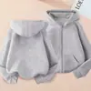 2026 Fábrica de Origen Transfronteriza Chaqueta con Cremallera para Niños, Forrada de Polar y Engrosada, Sudadera con Cremallera de Color Sólido para Niños y Niñas en Otoño e Invierno