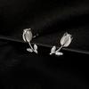 Brincos de Tulipa de Opala Prata de Lei S925 Sob a Árvore Banyan para Mulheres Brincos de Moda de Luxo Leve Estilo Francês Acessórios de Orelha de Flor Exquisitos