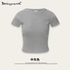 2025 Verano Retro Transfronterizo Sexy Kardashian Hombro Derecho Camiseta Manga Corta Falda Cubre Caderas Falda Larga Ajustada Conjunto de Dos Piezas para Mujer