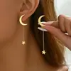 Pendientes Europeos y Americanos de Acero Inoxidable para Mujer, Color Dorado, Nicho, Lujo Ligero, Modernos, Gama Alta, Pendientes de Acero de Titanio que No se Desvanecen