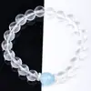 Pulsera de Cristal Blanco Natural, Pulsera de Aguamarina, Diseño Original, Versátil y Estable para el Equilibrio Emocional