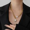 Exagerado Dourado Grosso Cadeia Grande Colar de Pérolas Europeu e Americano Na Moda Internet Celebrante Design de Moda Pescoço Jóias Clavícula Cadeia