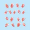 Manicura de Camelia y Perla Transfronteriza Rosa Aurora Diamante Incrustado Uñas Portátiles Gama Alta Blanqueamiento Uñas Postizas