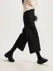 Calidad de Mostrador Moda Nueva Invierno 2025 Gruesos Cepillados Cálidos Acortados de Pierna Ancha Pantalones Casuales Pantalones de Mujer