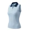Camisa polo esportiva feminina, roupa de tênis, camiseta sem mangas com meio zíper, sem costura com bojos fixos embutidos, regata esportiva para fitness