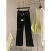 Jeans Flares de Cintura Alta Slim-Fit Versátil Simples da Moda Outono 2026 Cor Verde Limão com Chá Verde (com cinto) para Mulheres