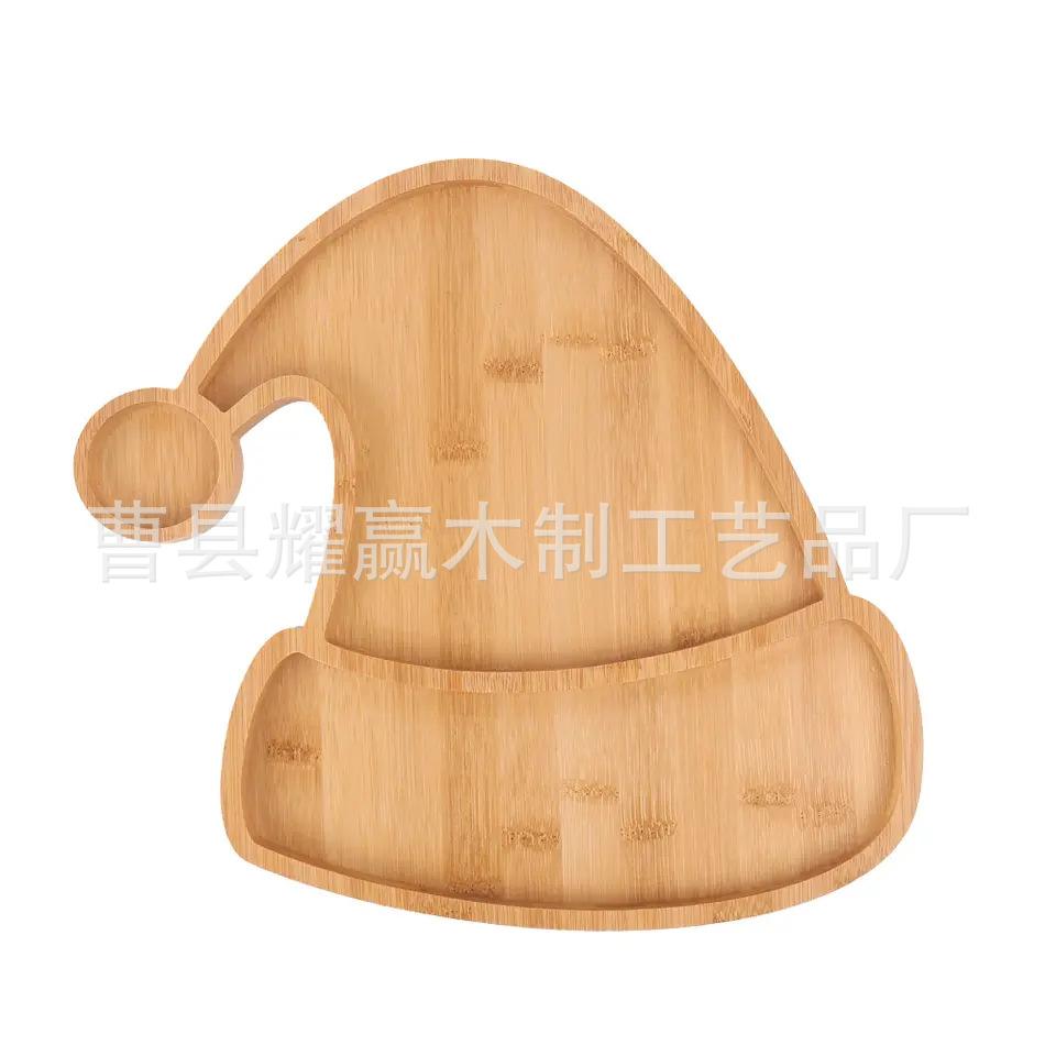 驯鹿竹制圣诞树圣诞老人帽子木餐盘圣诞食品零售装饰用品 (7)