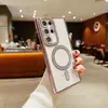 Funda Magnética con Purpurina para Teléfono Adecuada para Samsung Galaxy S24U/S22+S23, Protección Completa Contra Caídas