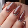 Comercio Exterior Retro Rojo Marrón Arena Movediza Brillo Fino Blanqueamiento Estilo Ins Europeo y Americano Uñas Portátiles 24 Piezas Uñas Postizas