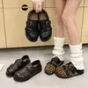 Zapatos para Mujer 2026 Suela Gruesa Aumentador de Altura Oculto Zapatos Pequeños de Cuero Planos Hebilla de Cuero Moda Británica Mocasines Deslizables de Dos Vías Nuevos