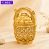 Popular adorno de lingote de oro hueco con artesanía de filigrana de imitación, un cubo de oro para atraer riqueza, decoración de escritorio, regalo personalizado