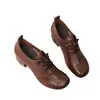 YsshadiR2026 nuevo modelo de otoño tacón grueso suela blanda piel de vaca de capa superior zapatos sin cordones de corte profundo zapatos planos retro hechos a mano de mamá
