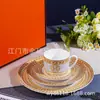 Plato Plano de 10 Pulgadas Serie Carruaje Tirado por Caballos de Porcelana Ósea Clásica Marca H Plato para Servir Comida Occidental de Hotel Tazón de Sopa Mosaico Taza de Café