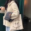 Bolsa de Ombro Simples Francesa Cinza Fina de Tecido para Mulheres - Estilo Livraria de Paris