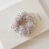 Goma para el pelo de organza de doble capa con lunares, atmosférica, para mujer, alta elasticidad, esponjosa y casual, accesorio para coleta