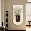 Pintura Decorativa para Hall de Entrada em Arenito Luminária de Parede Iluminada por LED Pintura com Toque de Luxo Vaso Hidropônico Ornamento Tridimensional Pendurado Pintura de Parede para Corredor