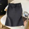 Falda midi de letras ajustada de cintura alta para mujer, otoño/invierno, elegante, versátil, de longitud media, que abraza la cadera, retro, cubre las caderas, falda moldeadora