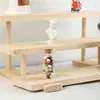 Prateleira de Armazenamento de Mesa de Madeira Suporte para Copo de Água Prateleira de Armazenamento de 3 Camadas Display de Escada para Casa Display Rack Base de Madeira para Banheiro