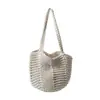 Bolsa Tejida Hecha a Mano Nueva Primavera Gran Capacidad Casual Vacaciones Bolso de Paja Bolso de Hombro Bolso Cubo