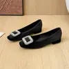 2026 Novos Sapatos de Camurça Quadrados Franceses com Fivela de Strass Femininos Outono Inverno Temperamento Retrô Sapatos para o Trabalho Casamento G3760-82