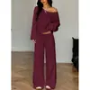 Comercio exterior transfronterizo, estilo europeo y americano, top sexy y casual de una manga o sin hombros con mangas largas, conjunto de pantalones anchos hasta el suelo para mujer