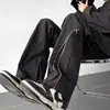 Pantalones vaqueros negros estilo high street americano para hombre, diseño personalizado de nicho, rectos acampanados, modernos, para Instagram