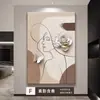 Pintura decorativa grande, lujosa y sofisticada para la sala de estar, con figuras, adecuada para la pared del fondo del sofá, arte de pared abstracto para la entrada