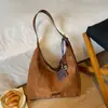Bolso de hombro de tela cepillada de comercio exterior, moderno y popular, para mujer, nuevo bolso tote de gran capacidad para el día a día, bolso cruzado versátil