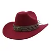 Aliexpress Amazon Nuevo Sombrero de Ala Ancha Estilo Étnico Sombrero de Jazz Sombrero de Lana Sombrero de Vaquero Occidental Yzd053