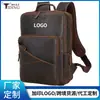 Mochila de Cuero Genuino Personalizada de Fábrica para Hombre, Mochila Retro de Piel de Vaca para Computadora, Mochila de Viaje al Aire Libre para Ocio