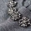 Para Exportación Europea y Americana Transfronteriza Ropa de Mujer Popular en Aliexpress Verano Simple Gris Bordado de Perlas Cuello Redondo Manga Corta Tejido