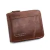 Cartera corta retro para hombre europea y americana, monedero con bisagra de cadena, tarjetero con múltiples ranuras para tarjetas, cartera de hombre con cremallera al por mayor
