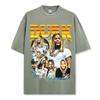 Camiseta de manga corta lavada con estampado de Lil Durk, estilo americano transfronterizo, cuello redondo y manga larga con capucha para hombre
