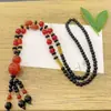 Colgante de collar de calabaza de ágata roja al por mayor, Cadena para suéter de ágata con cuenta Dzi, Colgante de collar trenzado estilo étnico, Una pieza