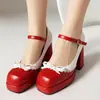 Comercio exterior 202332 hebilla para zapatos wish zapatos de moda para mujer 48 tacones altos nuevo europeo y americano blanco grueso