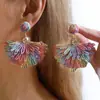 Pendientes de Esmalte Coloridos con Forma de Flor, Estilo Dulce y Fresco para Fiestas, con Diamantes y Perlas, Pendientes de Pétalos de Lujo Ligero y de Alta Gama para Mujer