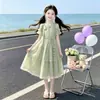 Ropa para Niñas Vestido de Princesa 2026 Nuevo Verano Niños Medianos y Grandes Vestido Delgado Flores Pequeñas Campo Verde Estilo Coreano