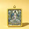Colgante Pequeño Thangka Tibetano Pintado a Mano Akshobhya Jambhala Amarillo Tara Verde Unisex Colgante Tibetano Colgante Collar