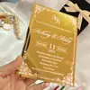 Convite Acrílico Transfronteiriço, Formato Especial Espelho Transparente Dourado e Prata Ouro Rosê, Hot Stamping Prata, Convite Impresso a Laser